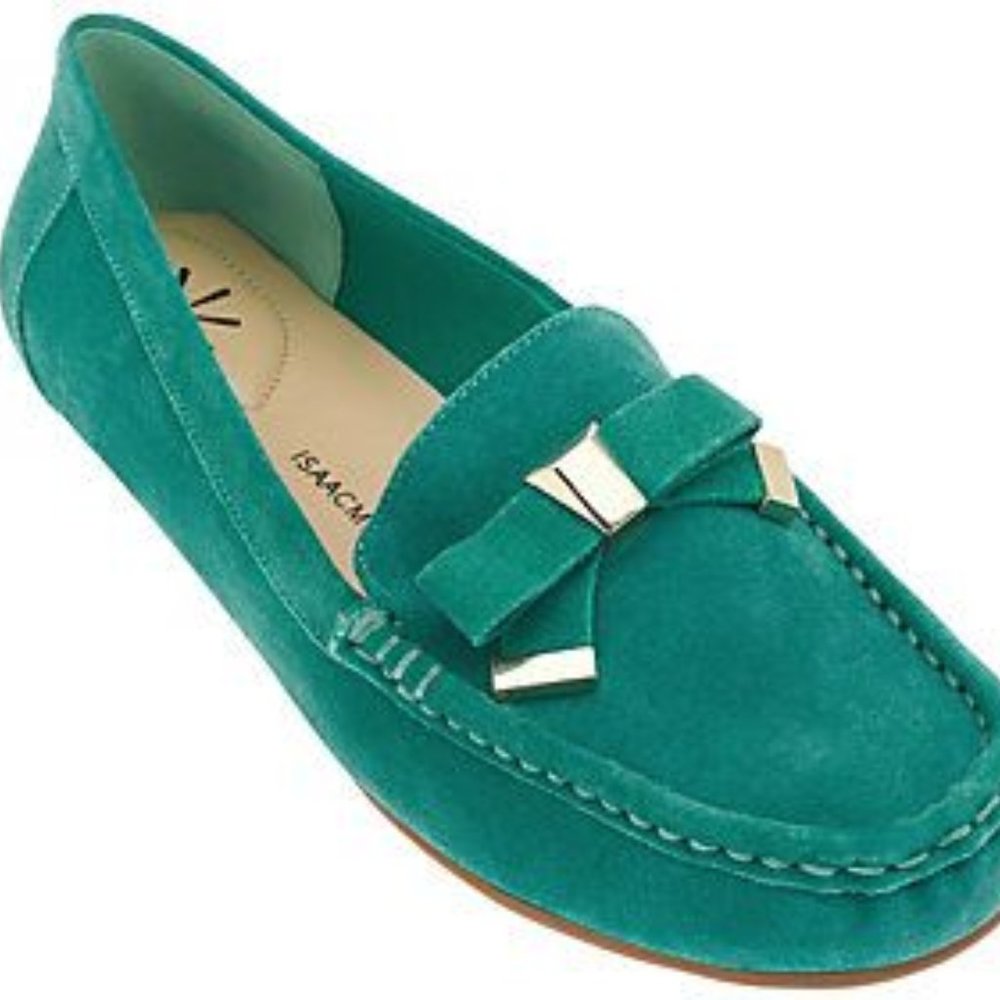 Isaac Mizrahi Turqoise Suede Flats